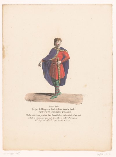 Costume del giovane Frank Osvin dalla tragedia Le Siège de Paris da Martin Sylvestre Baptiste