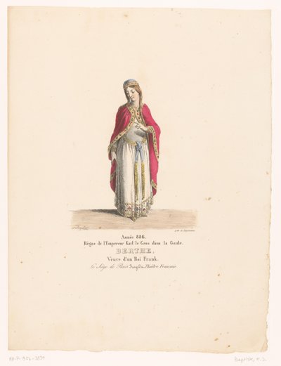 Costume della regina Berta dalla tragedia Le Siège de Paris (serie: Costumi teatrali) da Martin Sylvestre Baptiste