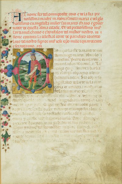 Iniziale istoriata C raffigurante il profeta Daniele in un paesaggio, c.1471 da Martino di Giorgio da Modena