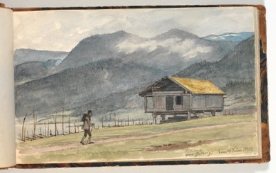 Paesaggio montano con capanna e viandante da Martinus Rørbye