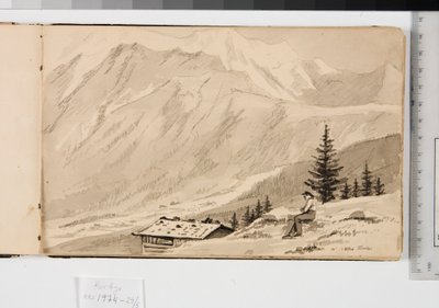Paesaggio presso Chamonix, Francia. In primo piano un lago da Martinus Rørbye