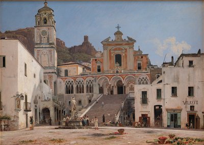 Veduta della piazza di Amalfi da Martinus Rørbye