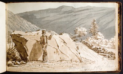 Un uomo alla Pietra del Pettegolezzo nella valle di Vestfjord da Martinus Rørbye