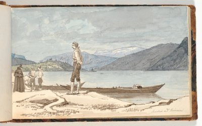 Un punto di attraversamento. Figure vicino alle barche da Martinus Rørbye