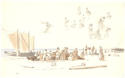 Pescatori a Skagen scaricano barche sulla spiaggia da Martinus Rørbye