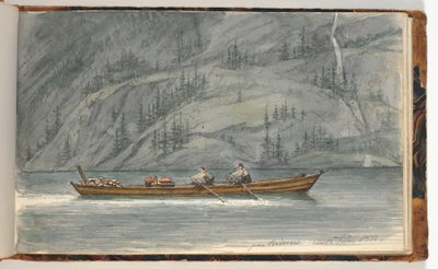 Paesaggio fiordo con barca a remi. Krøderen, Norvegia da Martinus Rørbye