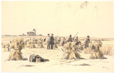 Lavoratori del raccolto nei campi da Martinus Rørbye
