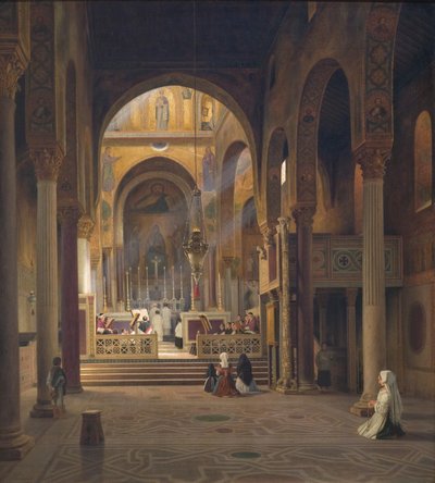 Interno della Cappella Palatina a Palermo, Italia da Martinus Rørbye