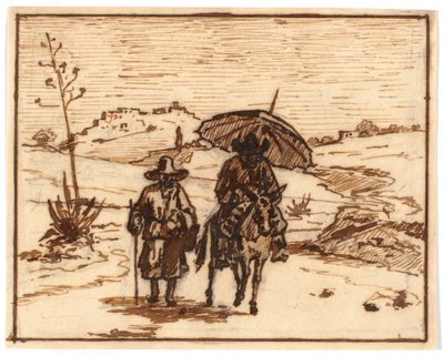 Paesaggio italiano con asino e un camminatore da Martinus Rørbye