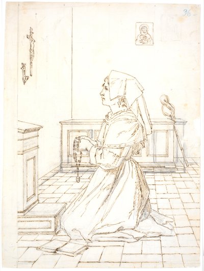 Donna inginocchiata in preghiera da Martinus Rørbye