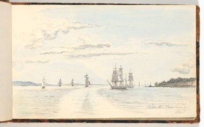 Paesaggio costiero con navi da Martinus Rørbye