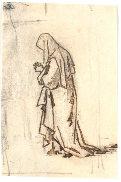 Donna in piedi con tunica e copricapo da Martinus Rørbye