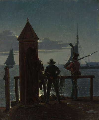 Veduta dalle mura della cittadella a Copenaghen al chiaro di luna da Martinus Rørbye