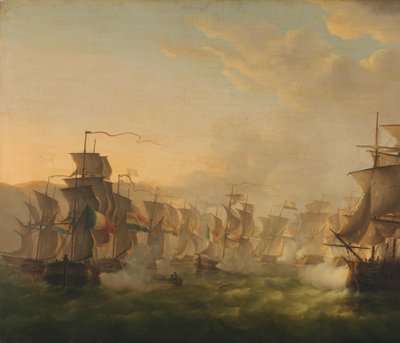 Scontro delle flotte olandese e britannica durante il passaggio della flottiglia olandese a Boulogne (1804) da Martinus Schouman (signed by artist)