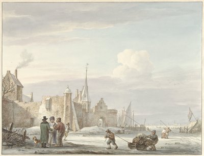 Veduta di una città in inverno da Martinus Schouman