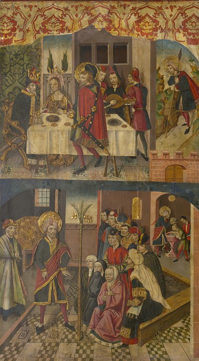 San Cristoforo si congeda dal Re che temeva Satana, San Cristoforo e i suoi convertiti, 1480-85 da Martín de Soria