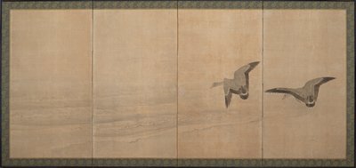 Oche su una spiaggia da Maruyama Okyo