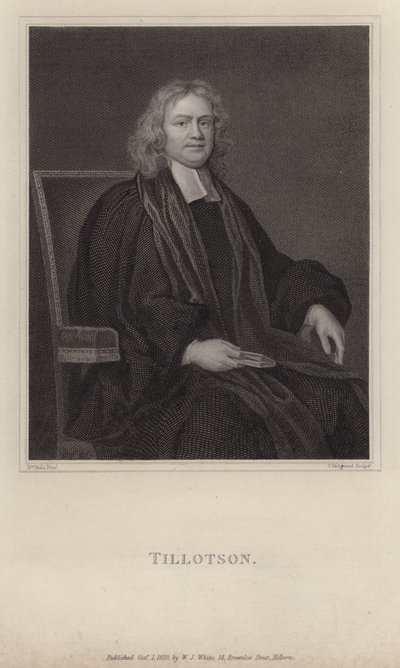 John Tillotson, arcivescovo di Canterbury (incisione) da Mary (after) Beale