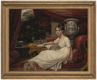 Ritratto di Eleanor Anne Porden, Lady Franklin (1795-1825), su una chaise longue da Mary Ann Flaxman