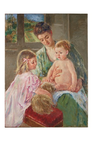 Bambini che giocano con un cane, 1907 da Mary Cassatt