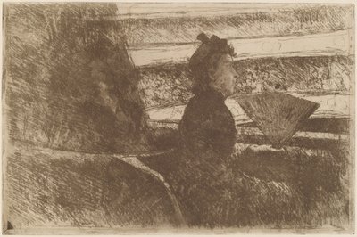 Signora in nero, in un palco, rivolta a destra, c. 1880 da Mary Cassatt