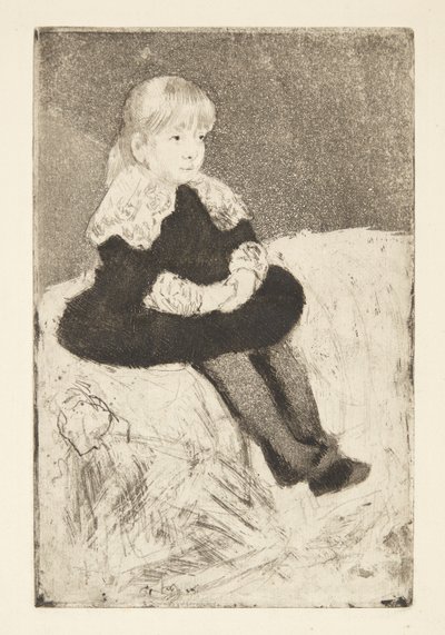 Mademoiselle Luguet seduta su un divano da Mary Cassatt