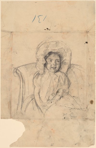 Margot Sorridente con un Cappello Arricciato, c. 1902 da Mary Cassatt