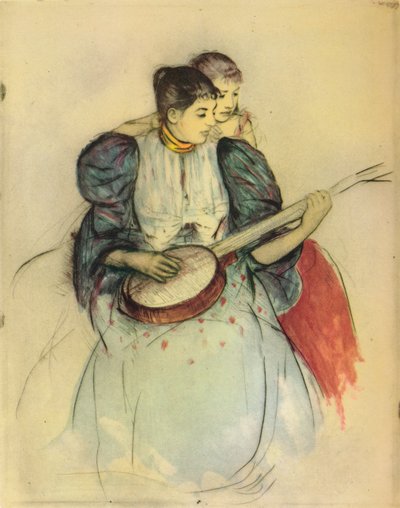 La lezione di banjo, 1893, 1946 da Mary Cassatt