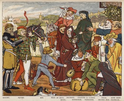 Geoffrey Chaucer, I racconti di Canterbury, i pellegrini che lasciano la locanda Tabard da Mary Eliza Haweis