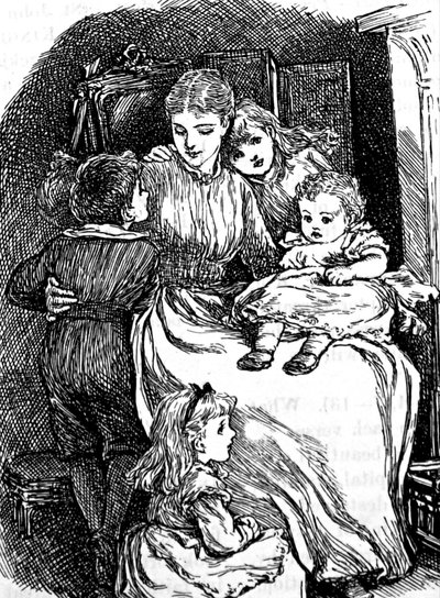 Una madre che coccola i suoi bambini da Mary Ellen Edwards