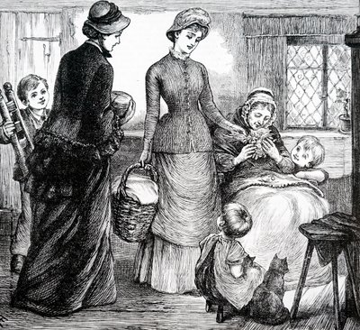 Una donna che dona regali a un povero contadino da Mary Ellen Edwards