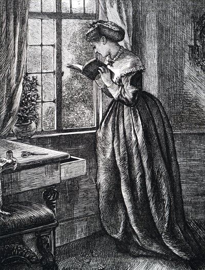 Una giovane donna che legge vicino a una finestra aperta da Mary Ellen Edwards