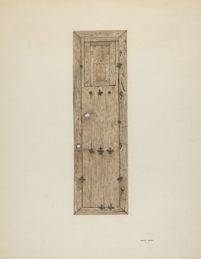 Porta con borchie di rame, una di una coppia, c. 1939 da Mary Hansen