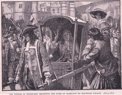 Il popolo di Edimburgo che scorta il Duca di Hamilton al Palazzo di Holyrood da Mary L. Gow