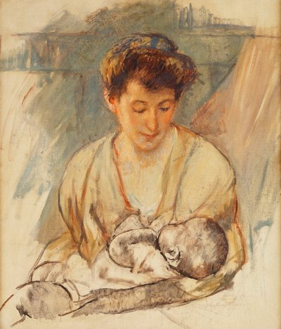 Madre Rosa che Guarda il suo Bambino Addormentato, c.1900 da Mary Cassatt