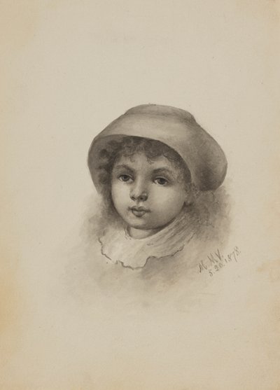Senza titolo Testa di bambino con cappello da Mary Vaux Walcott