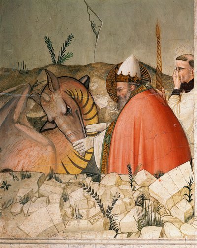 Episodi della vita di San Silvestro I chiude la bocca del drago (dettaglio) da Maso di Banco