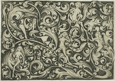 Ornamento con donne che combattono da Master E.S.