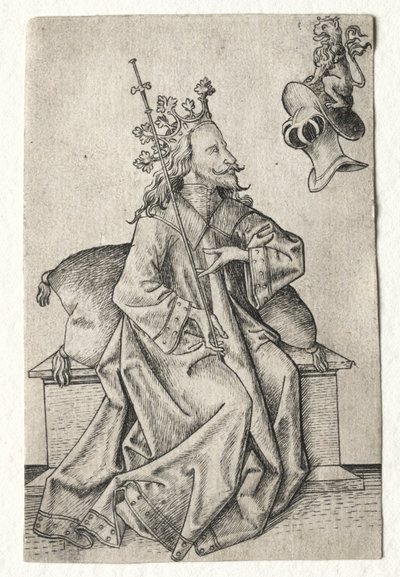 Le piccole carte da gioco: Secondo seme: Elmi: Carta da gioco con re ed elmo da Master ES