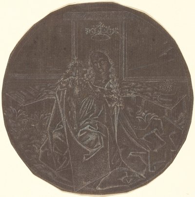 La Madonna e il Bambino in un giardino da Master E.S. Facsimile