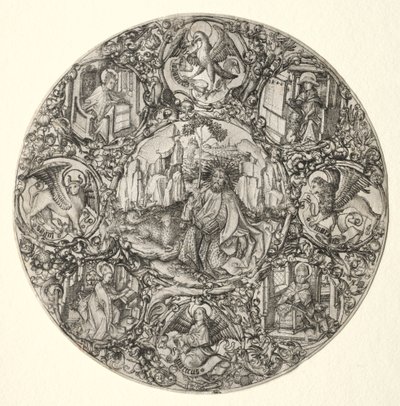 San Giovanni Battista circondato dagli Evangelisti e dai Quattro Padri della Chiesa Latina, 1466 da Master E. S.