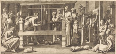 Penelope e le sue ancelle che tessono da Master FG, after Francesco Primaticcio