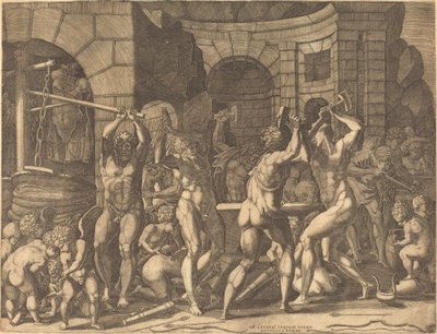 Vulcano e i Ciclopi che Forgiano Frecce da Master FG, after Francesco Primaticcio