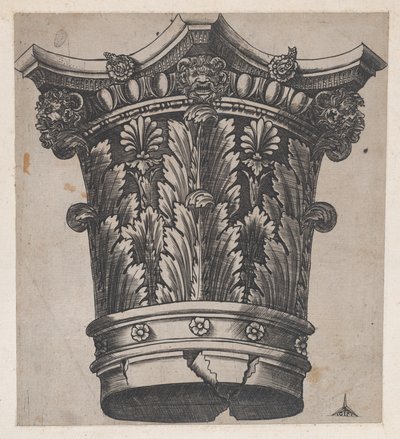 Speculum Romanae Magnificentiae: Capitello con teste e maschere da Master GA