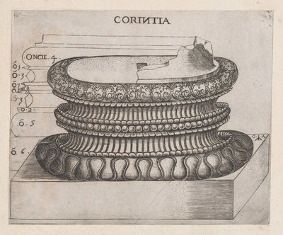 Speculum Romanae Magnificentiae: base corinzia, ca. 1537 da Master GA