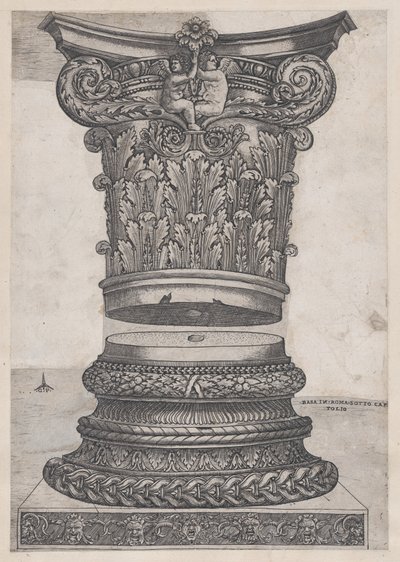 Speculum Romanae Magnificentiae: Capitello e base decorati, ca. 1537 da Master GA