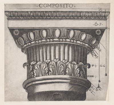 Speculum Romanae Magnificentiae: Capitello ionico, ca. 1537 da Master GA