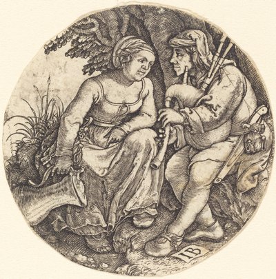 Suonatore di cornamusa con il suo amante da Master IB