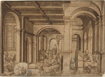 I quattro evangelisti in uno scriptorium da Master I.K.