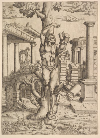 Uomo contro un albero, ca. 1543-44 da Master IQV